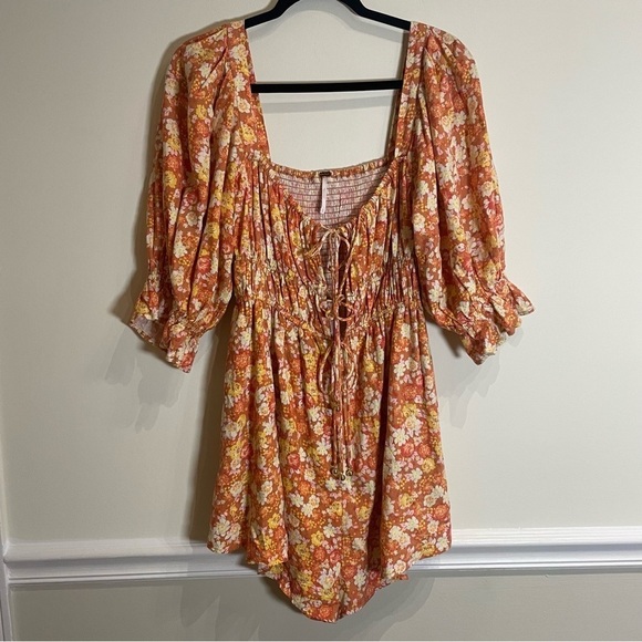 Free People Show Me Love Orange Romper size XS - Picture 6 of 12